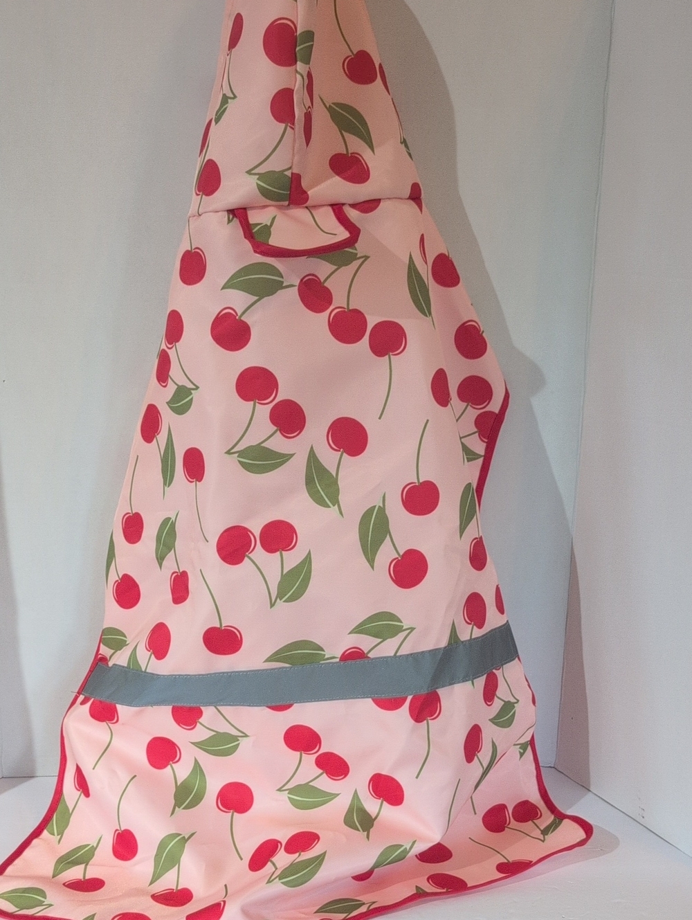 Dog/ Pet - Pink Cherry Print Hooded Rain Poncho, Large Heart To Tail